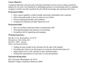 Sample Resume Objective Statements for Sales Sales Advertising Resume Objective Sample Resume Objectives