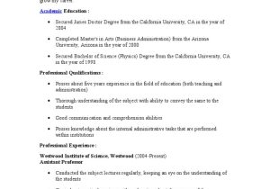 Sample Resume Objectives for College Professors assistant Professor Resume Pdf University Academic Degree