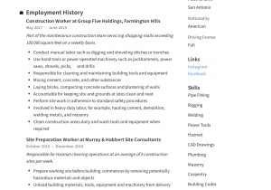 Sample Resume Objectives for Construction Worker Construction Worker Resume & Writing Guide  12 Templates 2022
