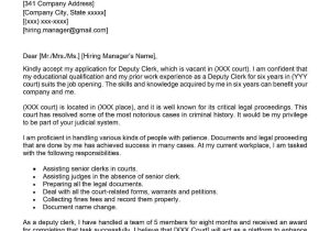 Sample Resume Objectives for Court Clerk Deputy Clerk Cover Letter Examples – Qwikresume