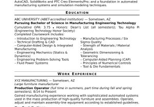 Sample Resume Objectives for Entry Level Manufacturing Sample Resume for An Entry-level Design Engineer Monster.com
