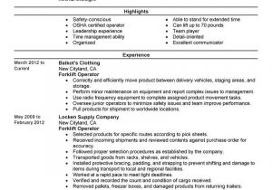 Sample Resume Objectives for forklift Operator Best forklift Operator Resume Example Livecareer Job Seeking Tips …