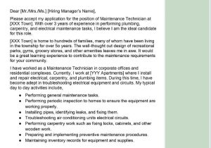 Sample Resume Objectives for Maintenance Position Maintenance Technician Cover Letter Examples – Qwikresume