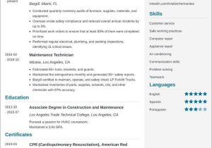 Sample Resume Objectives for Maintenance Technician Maintenance Technician Resumeâsample, Objective & Skills