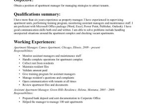 Sample Resume Objectives for Management Position Property Manager Resume Sample
