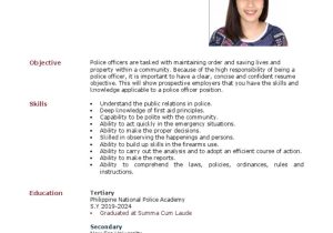 Sample Resume Objectives for Police Officer Resume Ee Pdf Police Cognition