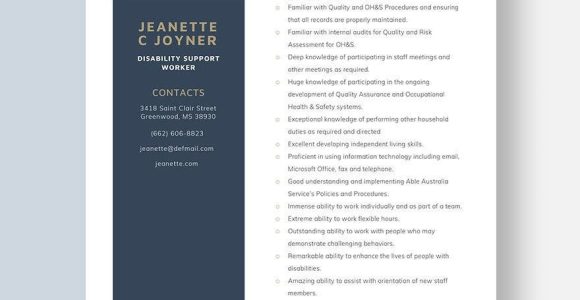Sample Resume Of Disability Care Worker Free Free Disability Support Worker Resume Template – Word …