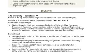 Sample Resume Of Fresher Mechanical Engineering Student Mechanical Engineer Resume: Entry-level Monster.com