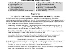 Sample Resume Of House Keeping Supervisor Housekeeping Resume Monster.com
