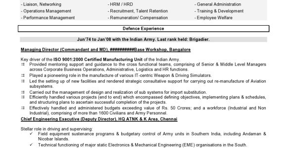 Sample Resume Of Indian Army Officer Army Welfare Placement organisation