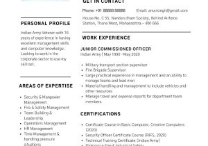 Sample Resume Of Indian Army Officer Resume Writing Cg Resettlement