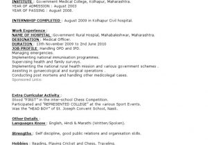 Sample Resume Of Mbbs Fresher Doctor Mbbs Doctor Resume Cv format Cv Sample Model Example