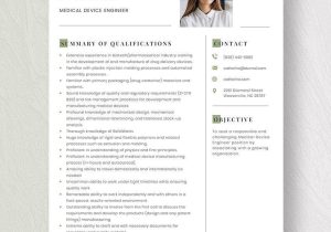 Sample Resume Of Medical Device assembly Medical Device Engineer Resume Template – Word, Apple Pages …