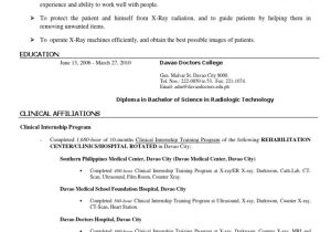 Sample Resume Of Medical Technologist Philippines Rad Tech Cv Resume Pdf Radiology Hospital