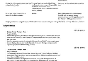 Sample Resume Of Occupational therapy assistant Occupational therapy Aide Resume Samples All Experience Levels …