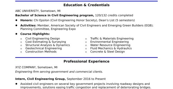 Sample Resume Recent Graduate Civil Engineer Entry-level Civil Engineering Resume Monster.com