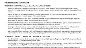 Sample Resume Right Out Of College theatre theatre Resume Sample Monster.com