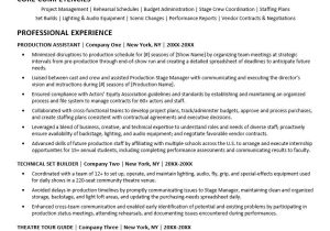 Sample Resume Right Out Of College theatre theatre Resume Sample Monster.com