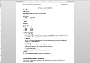 Sample Resume Safety Audit Report Template Audit Report iso Template