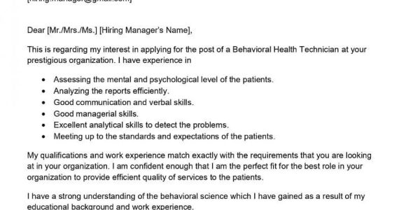 Sample Resume Skills for Behavioral Health Technician Behavioral Health Technician Cover Letter Examples – Qwikresume