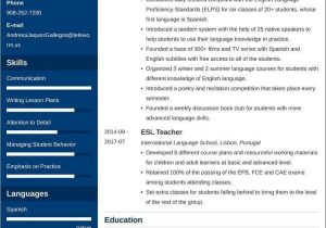 Sample Resume Teaching English as A Second Language Esl Teacher Resumeâsamples for Esl Teaching Jobs
