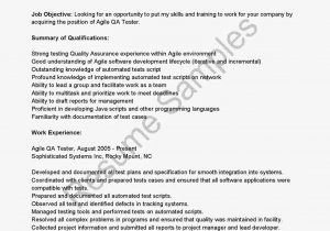 Sample Resume with Agile Experience for Testing Agile software Tester Resume October 2021