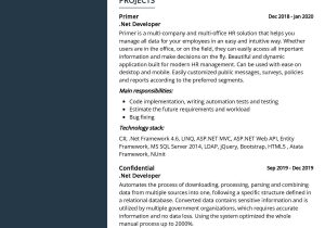 Sample Resume with asp Net Core Experience Dot Net Developer Cv Sample 2022 Writing Tips – Resumekraft