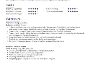 Sample Resume with Big 4 Tax Intern Experience Transfer Pricing Consultant Resume Sample 2022 Writing Tips …