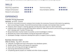 Sample Resume with Big 4 Tax Internexperience Transfer Pricing Consultant Resume Sample 2022 Writing Tips …