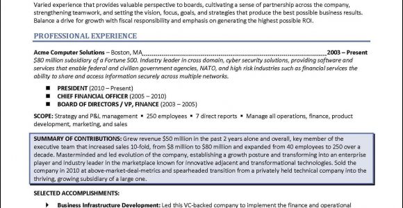 Sample Resume with Board Member Experience Board Of Directors Resume – Example for Corporate or Nonprofit …
