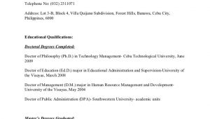 Sample Resume with Civil Service Eligibility Curriculum Vitae Of Dr. Joy Kenneth Sala Biasong