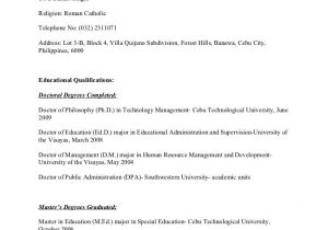 Sample Resume with Civil Service Eligibility Philippines Curriculum Vitae Of Dr. Joy Kenneth Sala Biasong