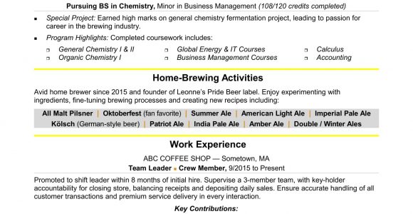 Sample Resume with Co Op Experience Resume for Internship Monster.com