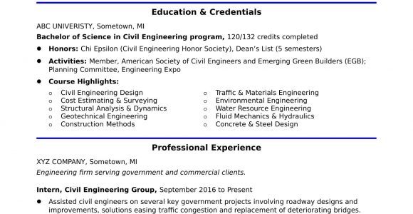 Sample Resume with Co Op Experience Sample Resume for An Entry-level Civil Engineer Monster.com