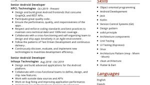 Sample Resume with Design Patterns and solid Principles Senior android Engineer Resume Sample 2022 Writing Tips …