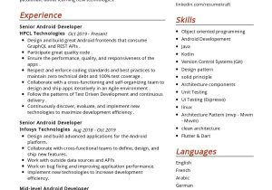 Sample Resume with Design Patterns and solid Principles Senior android Engineer Resume Sample 2022 Writing Tips …
