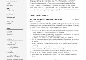 Sample Resume with Fast Food Experience Fast Food Manager Resume & Writing Guide  12 Examples 2020