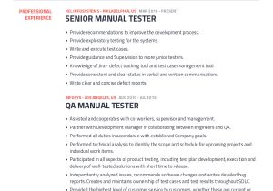 Sample Resume with Manual Testing Experience Manual Tester Resume Example with Content Sample Craftmycv