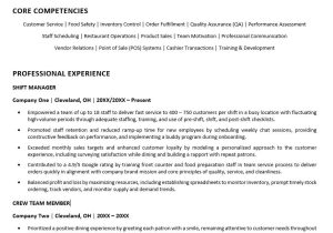 Sample Resume with No Experience From Food Job Fast Food Resume Sample Monster.com