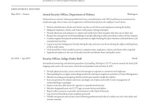 Sample Resumes for Nuclear Security Guards Security Officer Resume & Writing Guide  12 Resume Examples 2020
