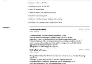 Sample Skills and Abilities for Management Resume Office Manager Resume Samples All Experience Levels Resume.com …