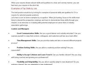 Sample Skills and Qualities for Resume the Most Important Personal Skills and Qualities Pdf RÃ©sumÃ© …