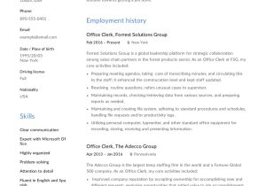 Sample Skills for Office Clerk Resume Office Clerk Resume & Guide  12 Samples Pdf 2021