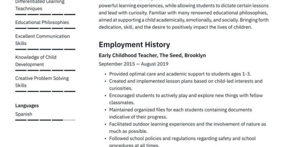 Sample Skills for Resume for Child Care Educator Early Childhood Educator Resume Example & Writing Guide Â· Resume.io
