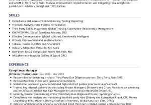 Sample Skills On Compliance Manager Resume Compliance Manager Resume Sample 2022 Writing Tips – Resumekraft