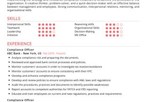 Sample Skills On Compliance Manager Resume Compliance Officer Resume Examples 2022 Writing Tips – Resumekraft