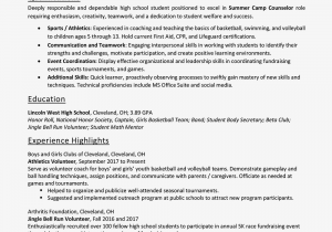 Sample Skills Resume for Highschool Students Resume Skills for High School Students with Examples