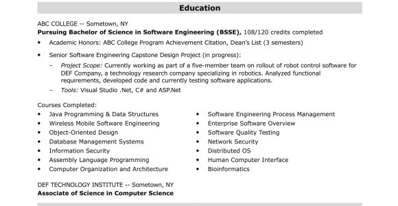Sample software Engineer Resume for Undergraduate Entry-level software Engineer Resume Sample Monster.com