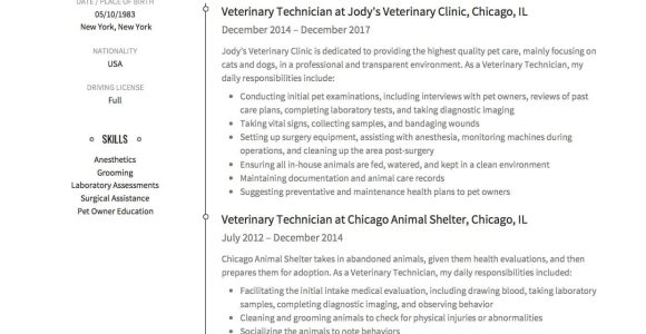 Sample Species Proccessing Technician 1 Resume Veterinary Technician Resume Example Veterinary Technician …