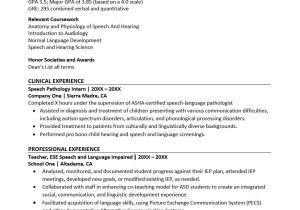 Sample Speech Patholgoy Grad School Resume Grad School Resume Monster.com